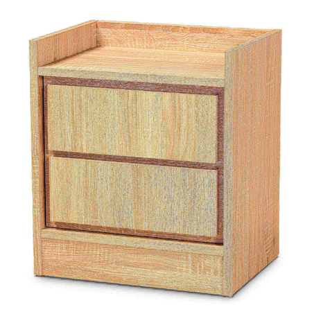 Baxton Studio Hale Modern and Contemporary Oak Finished Wood 2-Drawer Nightstand 174-11211-Zoro